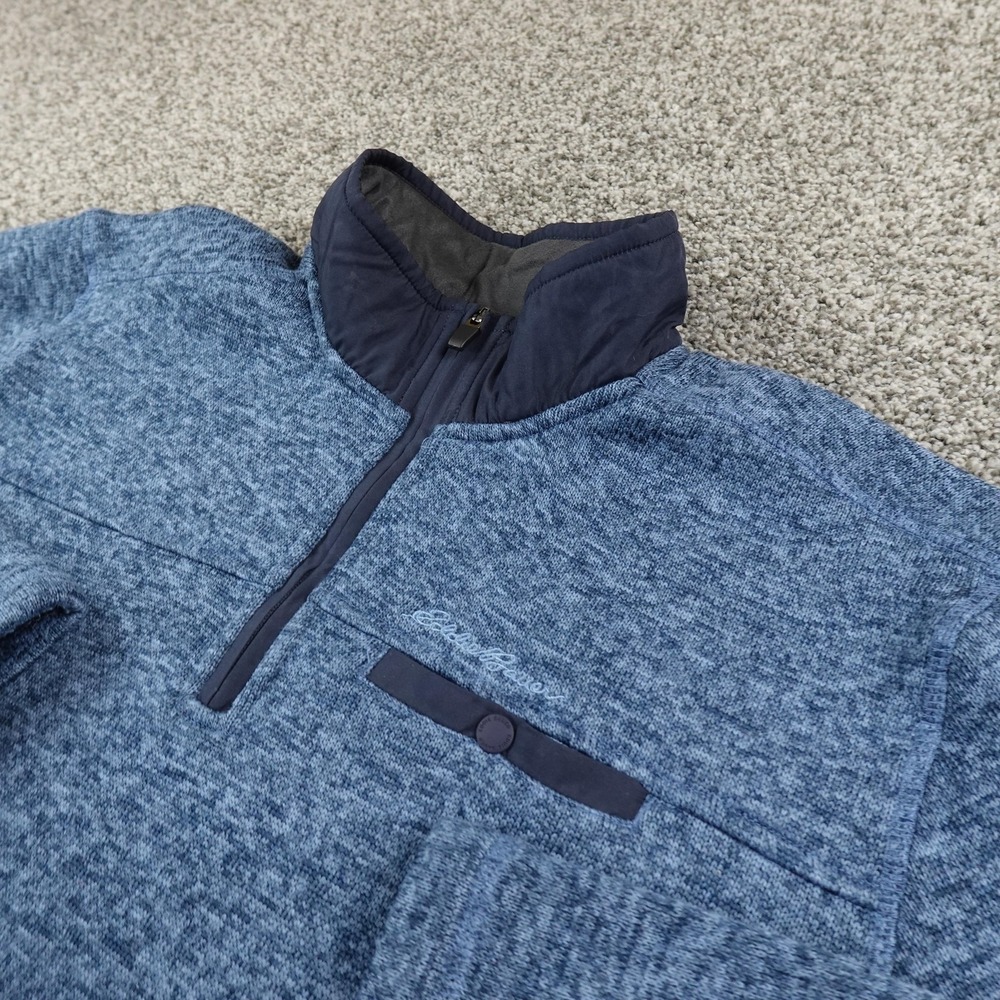 Eddie Bauer Sweater Mens XL Blue Fleece 1/4 Zip Mock Neck Pullover Outdoor Hike
